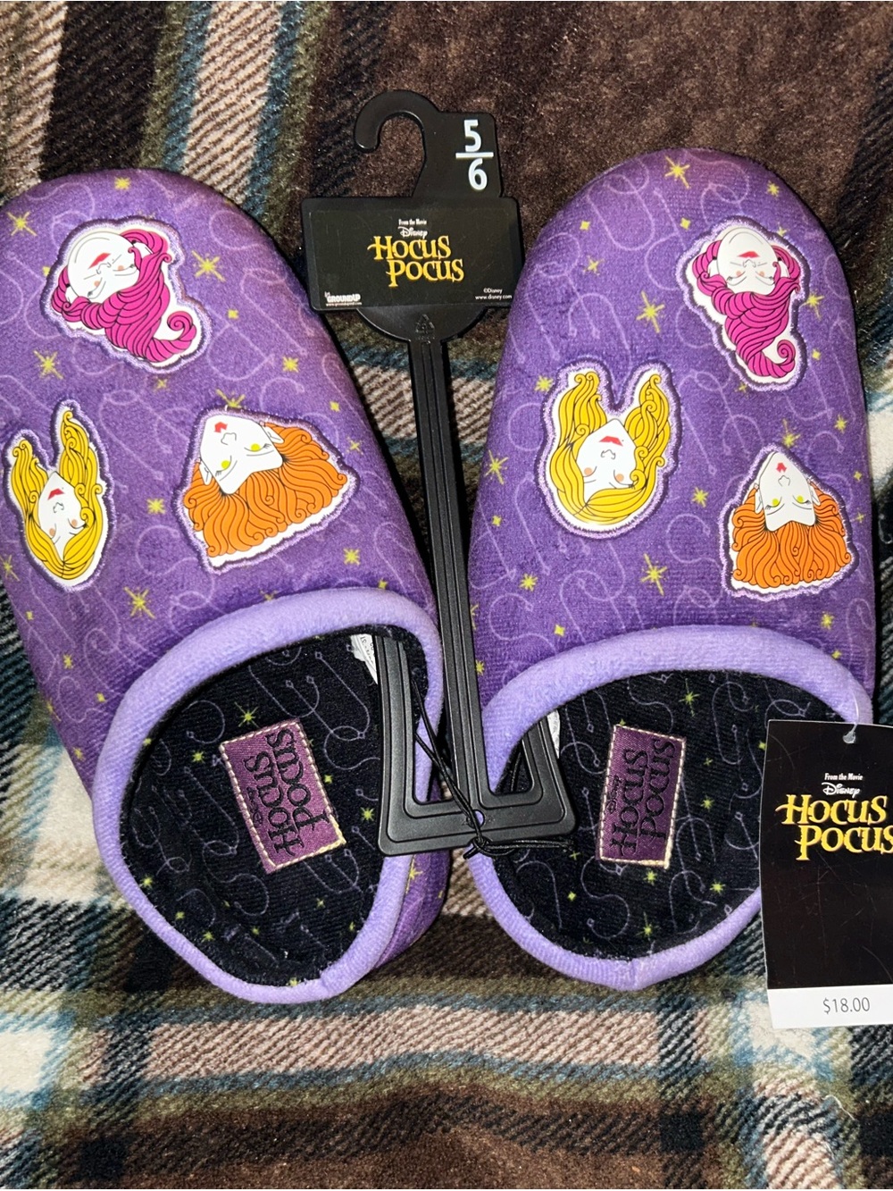 Disney Hocus Pocus Purple Girls' Slip-On Slippers with Character Prints